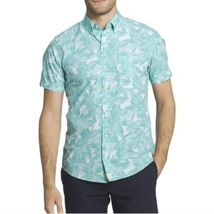 IZOD shirt  turquoise and white tropical palm Stretch XXL NWT